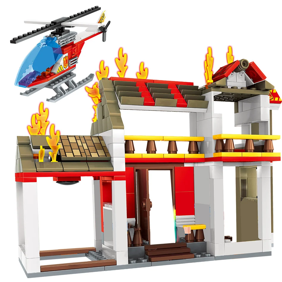 

693pcs City Police Firefighter Truck Car Deformed Building Block Blocks WW2 Enlighten Military Toys For Children Boys