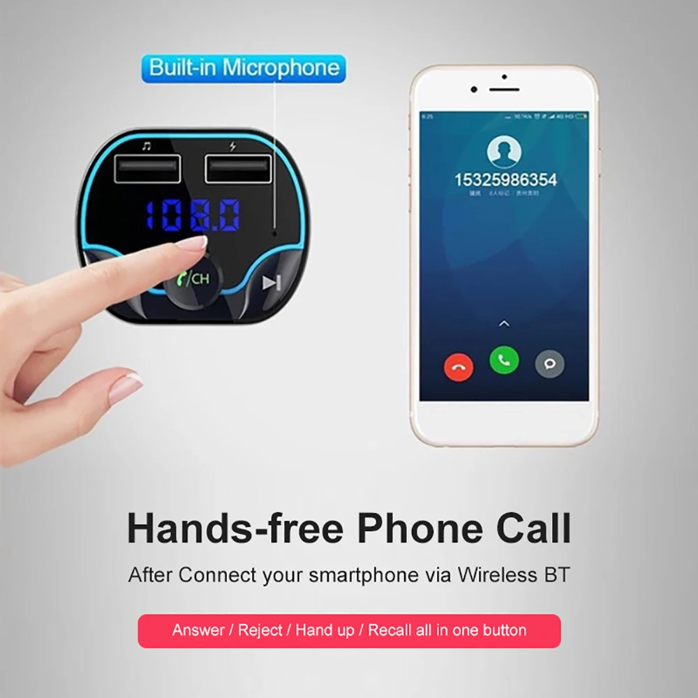 Беспроводной радиопередатчик VicTsing с двумя USB-портами и поддержкой TF-карты Bluetooth 4 2