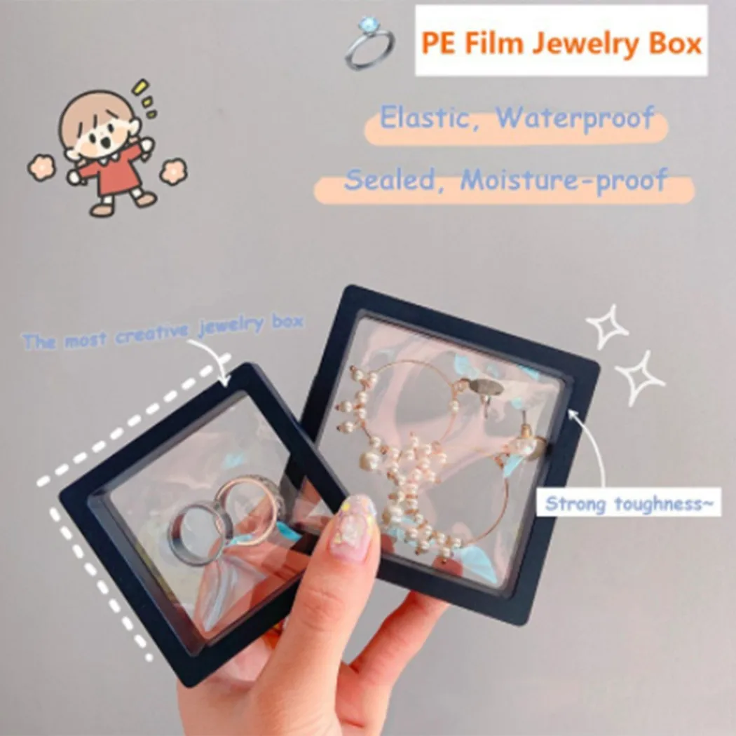 

Transparent Jewelry Storage Box Ring Earring Hanging Display Frame Elastic PE Membrane Frame Box Bead Bracelet Pendant Dustproof