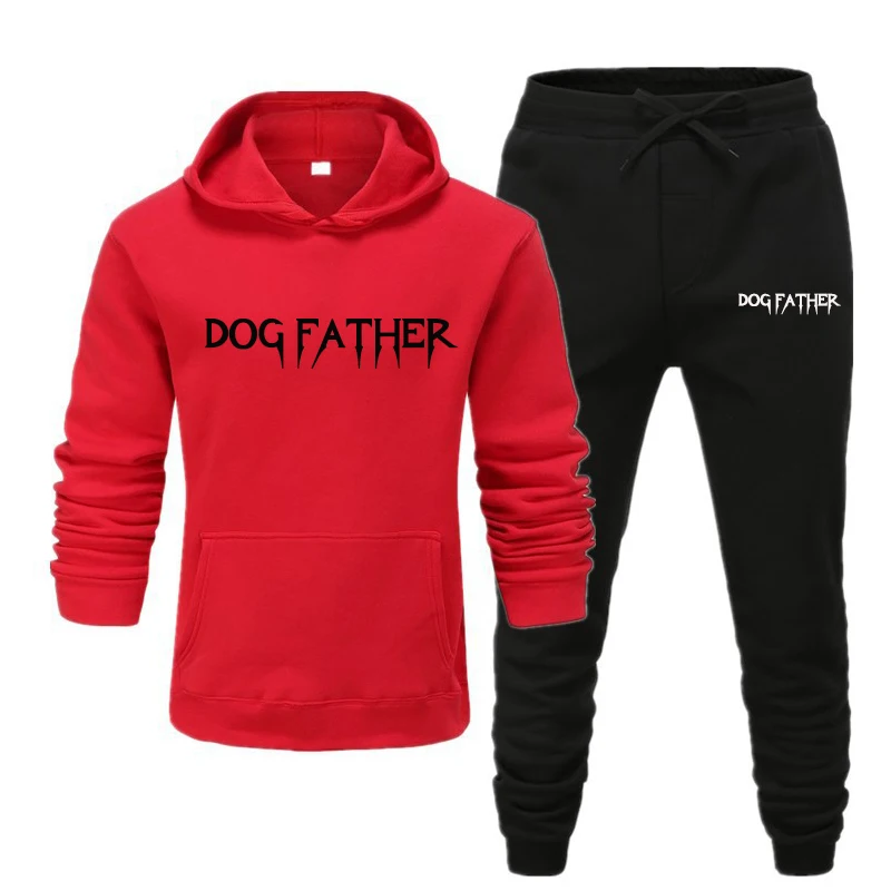 2020 Hot Brand Men's Pullover Hooded Autumn/Winter Sets Dog Father Letter Printed Hoodies Sweatpants Two Pieces Set Tracksuit | Мужская