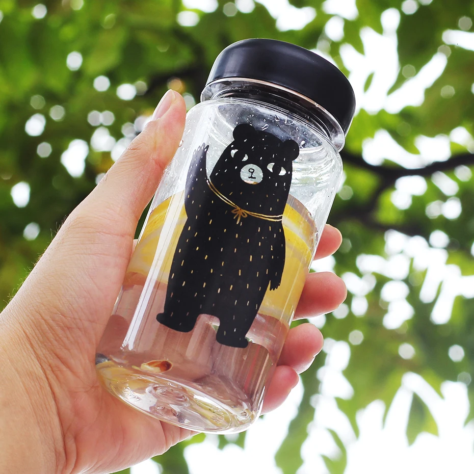 bear Летняя небьющаяся Спортивная дорожная бутылка для воды, портативная герметичная велосипедная бутылка для питьевой воды 550 мл - Цвет: bear