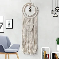 nordic style macrame wall hanging tapestry ornaments hand woven peacocks leaf tassel dreamcatcher dream catchers home decoration