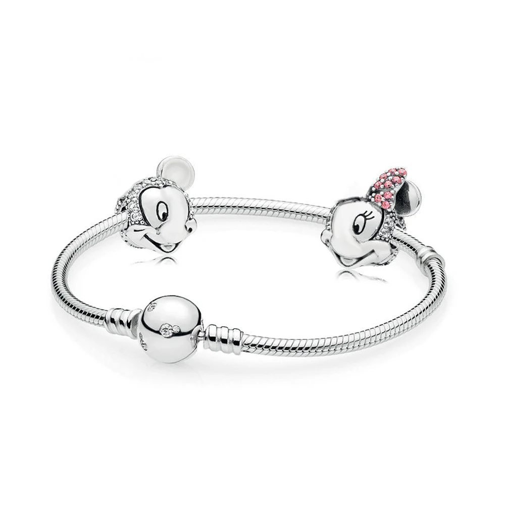 

NEW 100% 925 Sterling Silver New Cartoon Fairy Tale Safety Clip Bracelet Set Suitable for Winter Women's Gift Jewelry RAU0542