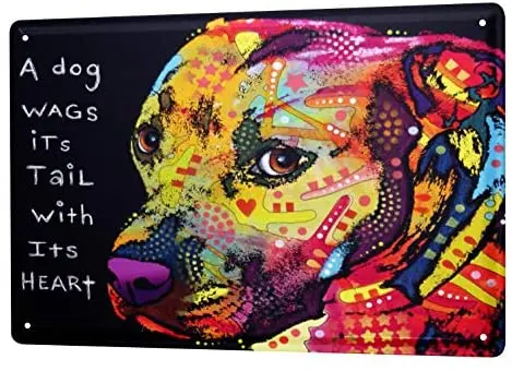 

Tin Sign Decor Plaques Breed Colorful Pitbull