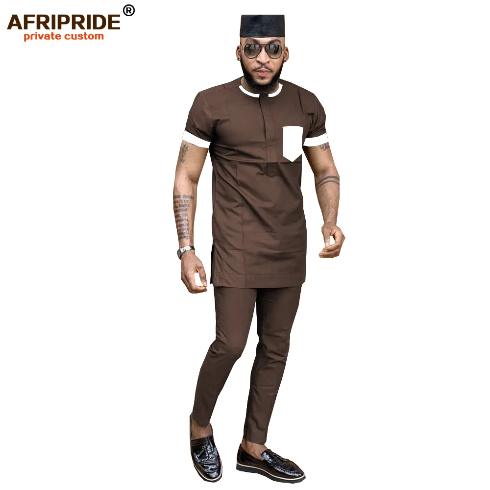 2019 африканская мужская одежда с принтом Дашики 3 предмета рубашки коротким