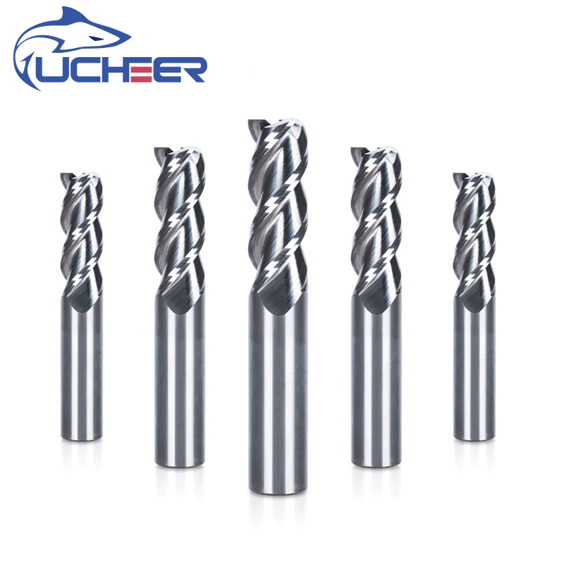 

UCHEER 1 шт. 3 флейты 1-20 мм твердосплавная Концевая фреза для резки алюминия фрезерный станок с ЧПУ Вольфрамовая Сталь Фрезерные фрезы станок с ...