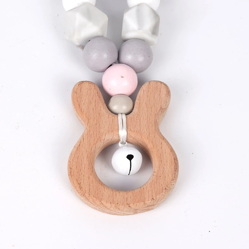 

3Pcs/Set Baby Stroller Pendant Rattle Pacifier Chain Dummy Clip Infants Wooden Teether Bracelet Nursing Chewing Toys Shower Gift