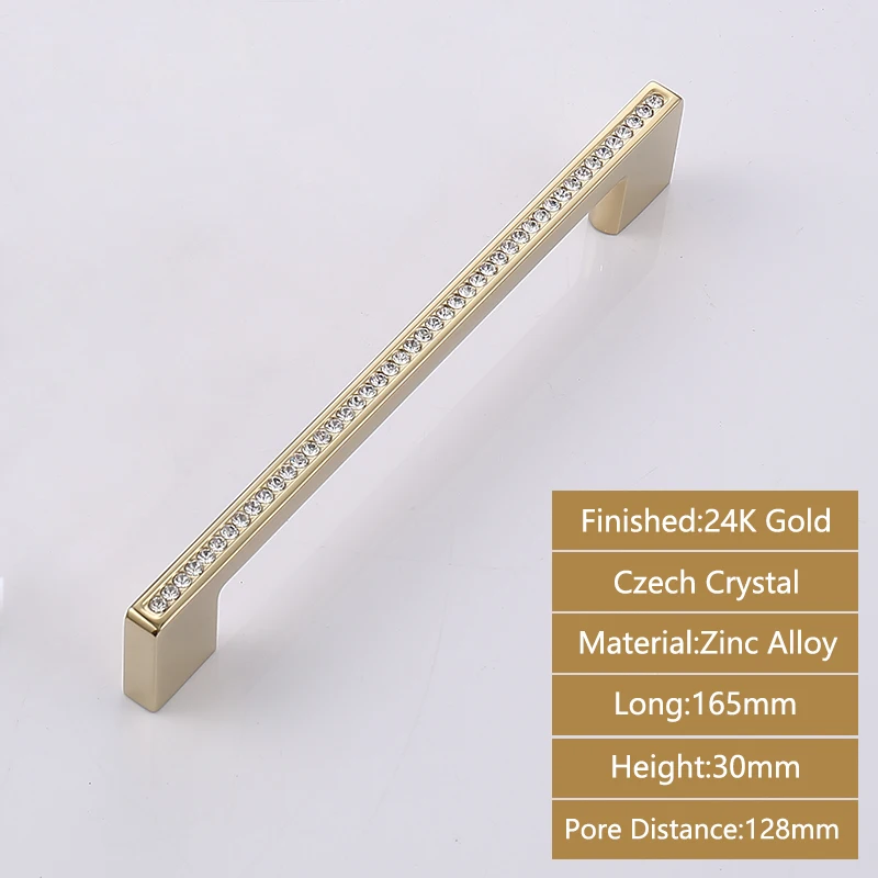 

Шкаф Тянет 24K настоящее золото кристалл ящик алмаз винный шкаф декорация серебряная мебель ручки комод тянуть ручки 128/160 мм