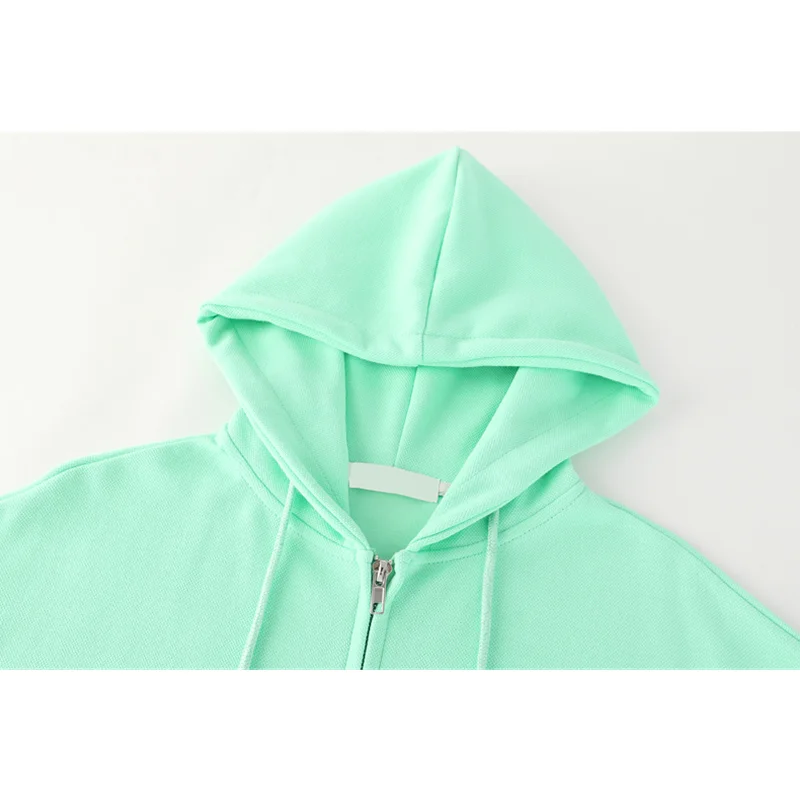 Crewneck Sweatshirt New 2021 Autumn Womens Clothes Solid Color Zipper for Teens Korean Fashion Baggy Hoodie Vintage TOPs | Женская