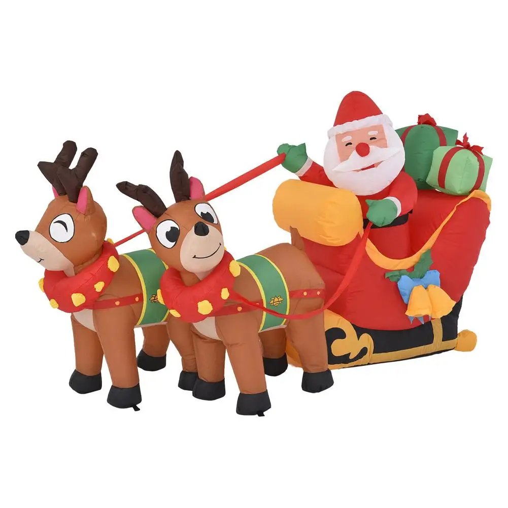 

Christmas Blow Up Yard Decorations 6ft Christmas Inflatables With Built-in LED Light Santa Claus On Sleigh Reindeer Holiday Ou