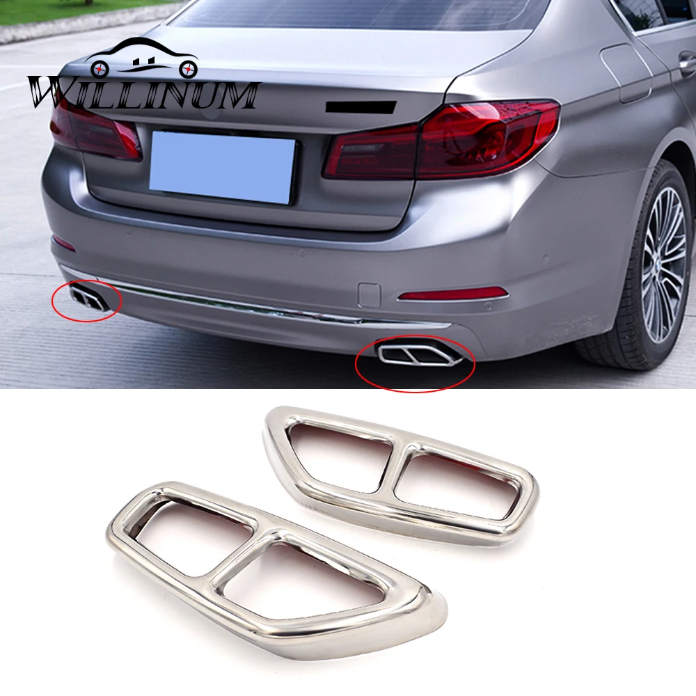 

Car exhaust muffler cover trim for BMW G30 auto rear throat exhaust vent tail tip pipe case shell garnish stainless steel chrome