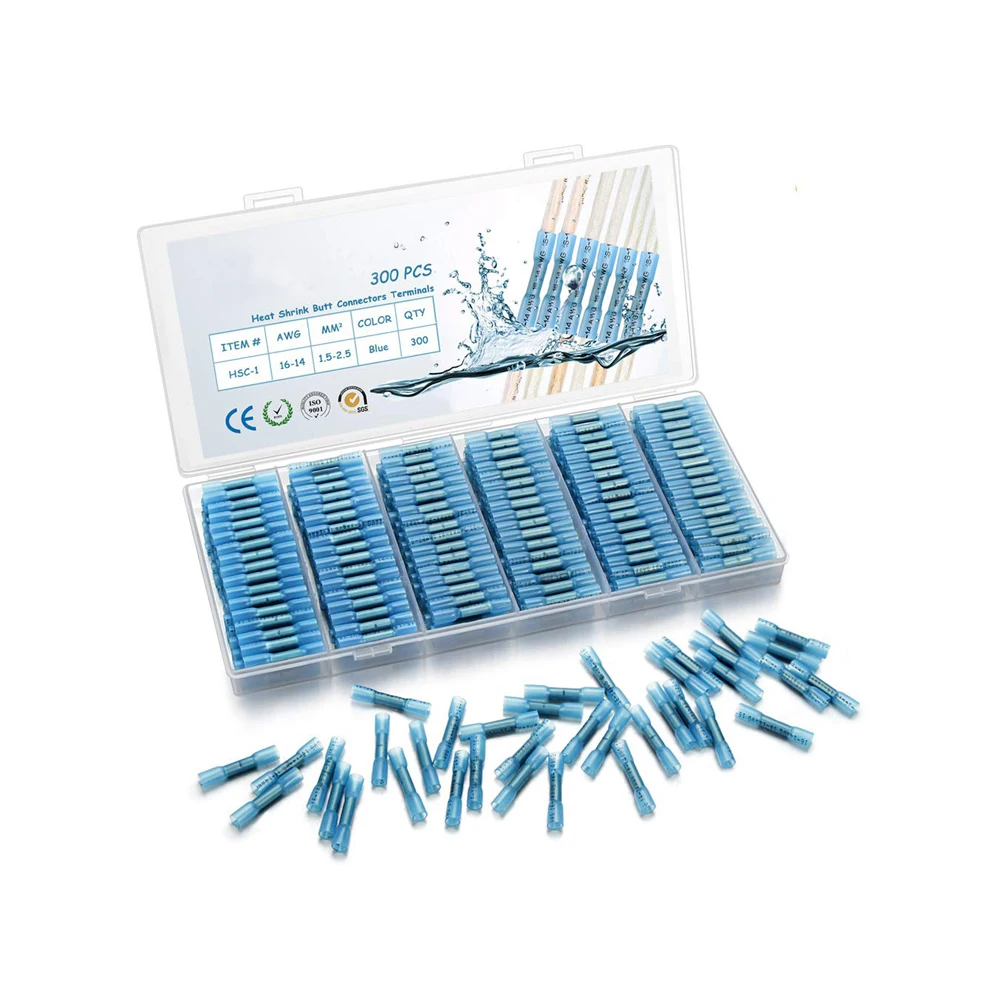 300PCS Waterproof Wire Connectors Electrical Insulated Crimp Terminals Heat Shrink Butt 16-14 AWG | Обустройство дома