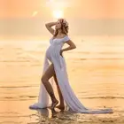 Белое шифоновое платье-боди для беременных реквизит для фотосъемки милые эластичные платья для беременных с сердечками для фотосъемки стрельбы