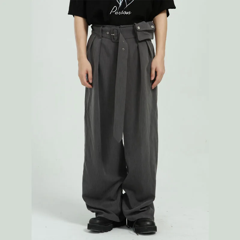 

Мужские брюки, в японском стиле Харадзюку, в Корейском стиле, свободные, широкие, прямые, повседневная сумка на ремне