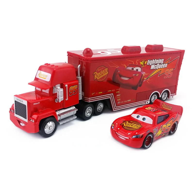 Disney Pixar Cars Mack Lightning McQueen & Chick Hicks King Fabulous Hudson Truck Toy Car 1:55 Free New Бесплатная доставка|chick - Фото №1