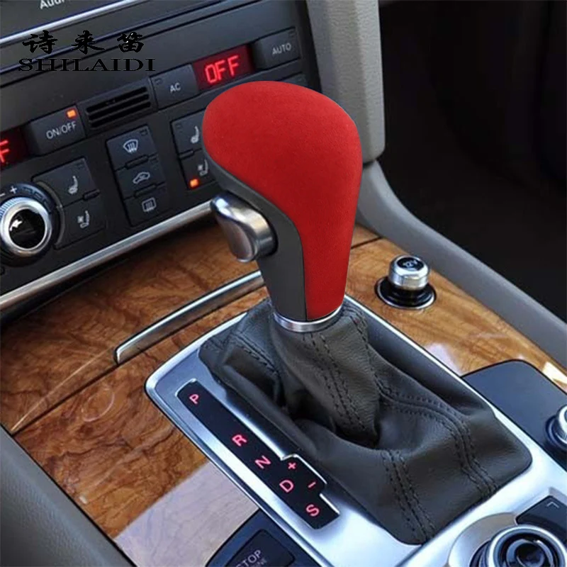 

Car Styling For Audi A4 B7 A5 A6 C6 Q5 Q7 4l Suede leather Interior Gear Shifter Covers Protector Trim decoration Auto Stickers