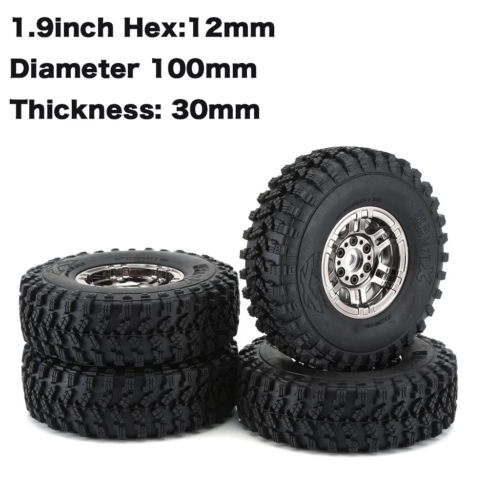 

4pcs 1.9in System 4PCS RC Climbing Car Tire Wheel Climbing Rubber Tires with Aluminum Alloy Wheel Rim Beadlock Wheel Hub