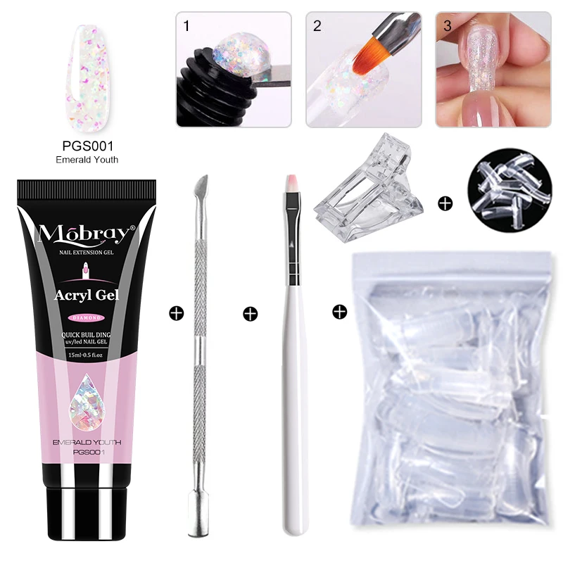 

5/2 pcs Poly Nail Gel Set For Quick Extension Nail Manicure Set Acrylic Solution Building Clear Color Gel Extension Nail Tool