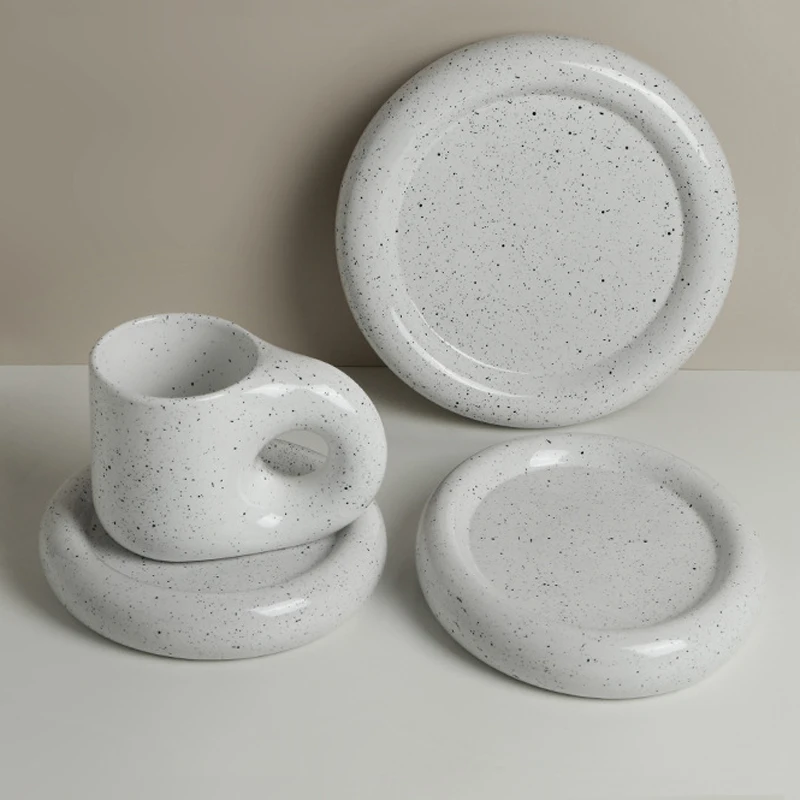 Корейские креативные кружки с толстой ручкой и круглые тарелки керамические