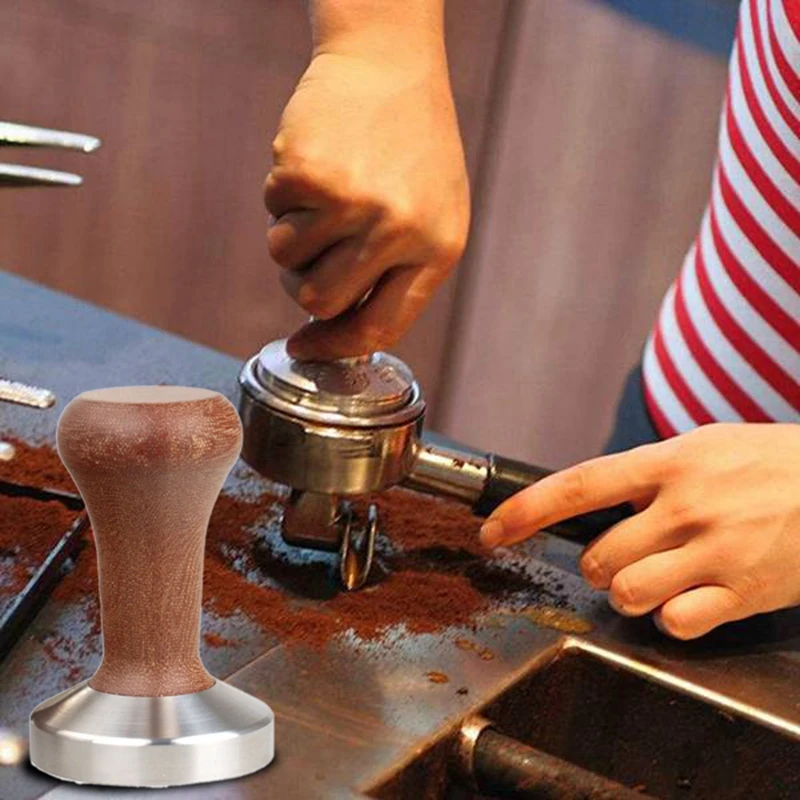 

HOT Coffee Tamper Wooden Handle Barista Espresso Machine Grinder for Coffee and Espresso Powder Hammer,Wood Grain