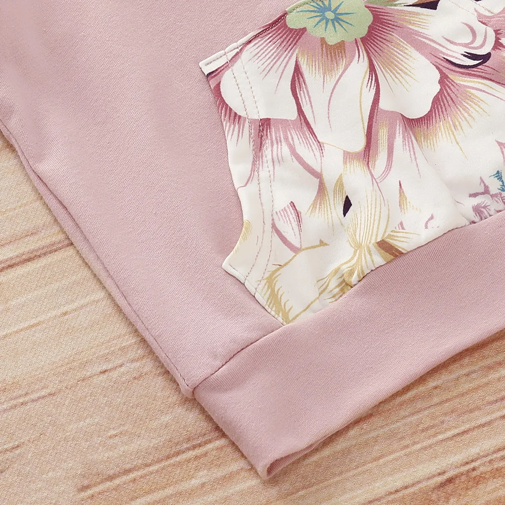 Комплект одежды для маленьких девочек свитшот с цветочным принтом толстовка