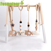 fosmeteor new beech animal baby fitness wooden elephant childrens bell ringing toy childrens room pendant four piece set toy
