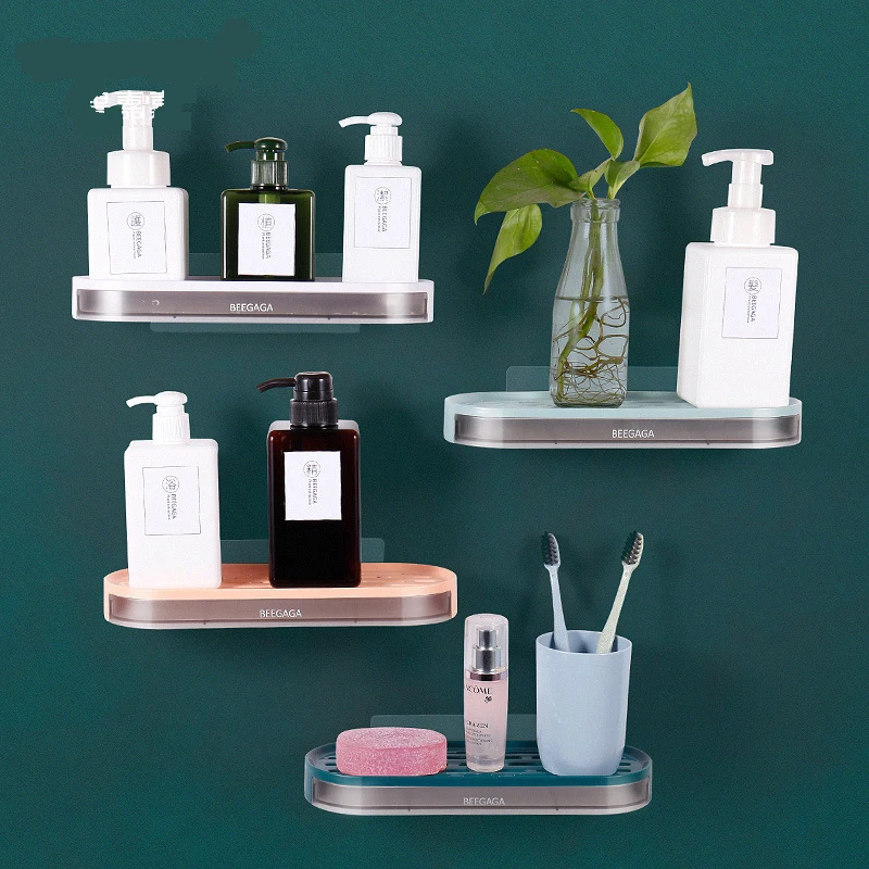 

Plastic Suction Cup Storage Rack Bathroom Sink Soap Cosmetic Makeup Brush Boxes Kitchen Sponge Scouring Pads Organizer Holder