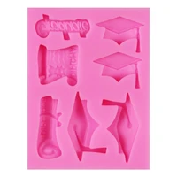 diy graduate silicone molds bachelor cap fondant mold party cake decorating tool candy clay chocolate gumpaste mould accessories
