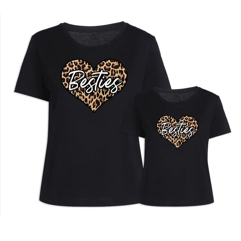 Комплекты одежды для мамы и дочки футболка с принтом в виде сердечек топы женщин