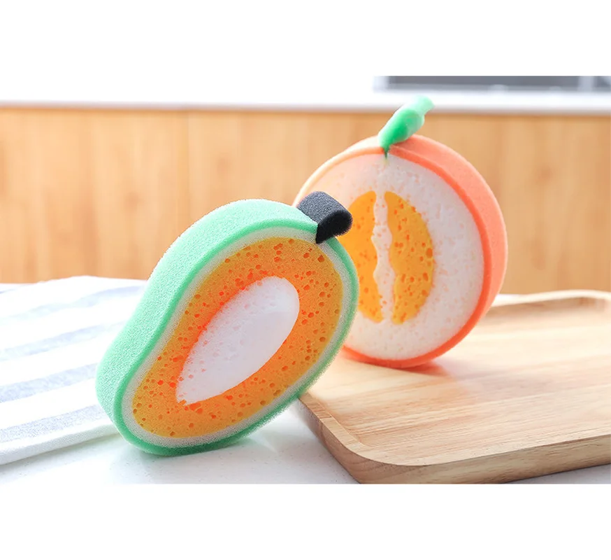 

Fruit style thickened sponge strong decontamination dishwashing cloth dishwashing towel