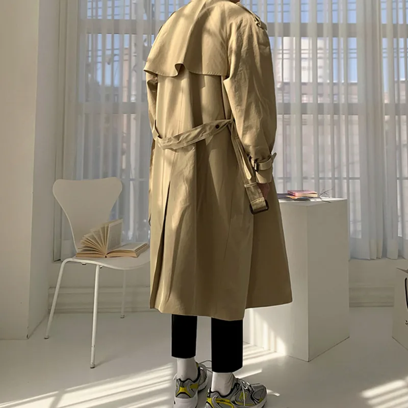 

IEFB Men's 2021 Spring New Windbreaker Mid Long Trend Coat Korean Fashion Handsome British Clothes With Belt Loose Classic Y5453