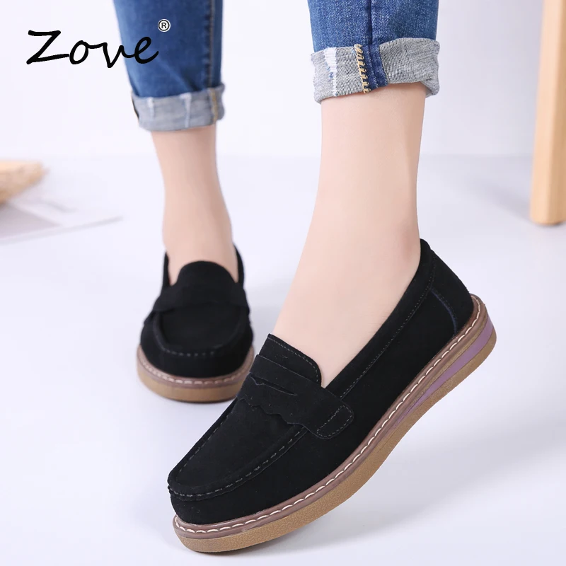 Женская обувь на плоской подошве ZOVE замшевые туфли оксфорды без шнуровки удобные