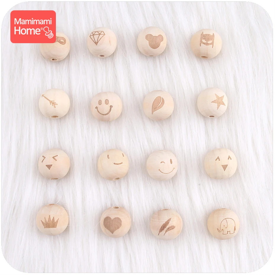 Mamihome 10 шт. 20 мм деревянная печать бисера детский Прорезыватель для зубов Diy