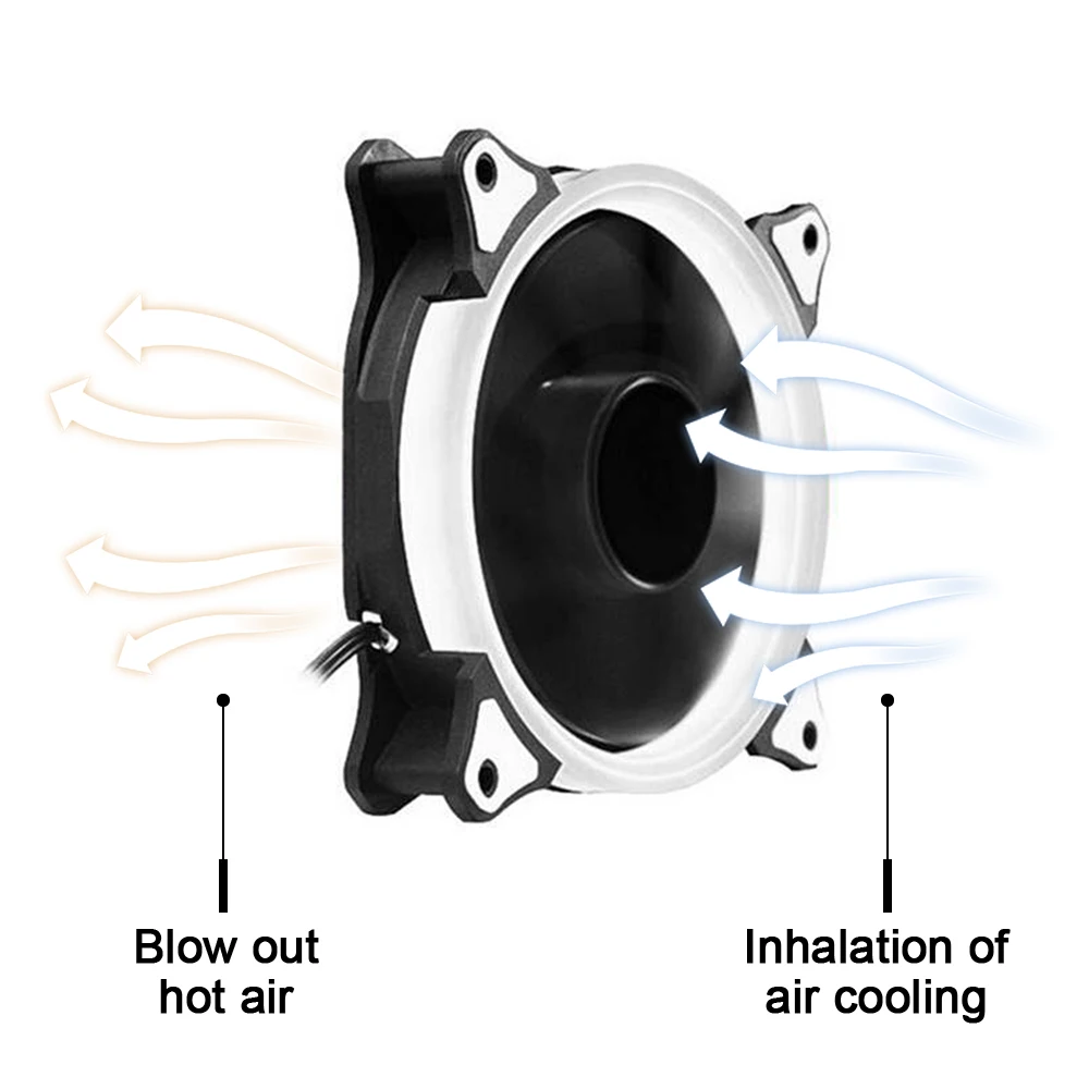 

PC Case Cooling Fan 12cm Cooling Fan RGB Adjustable Speed Adjust LED 12cm Double Halo Pc Computer Cooler Case Fan