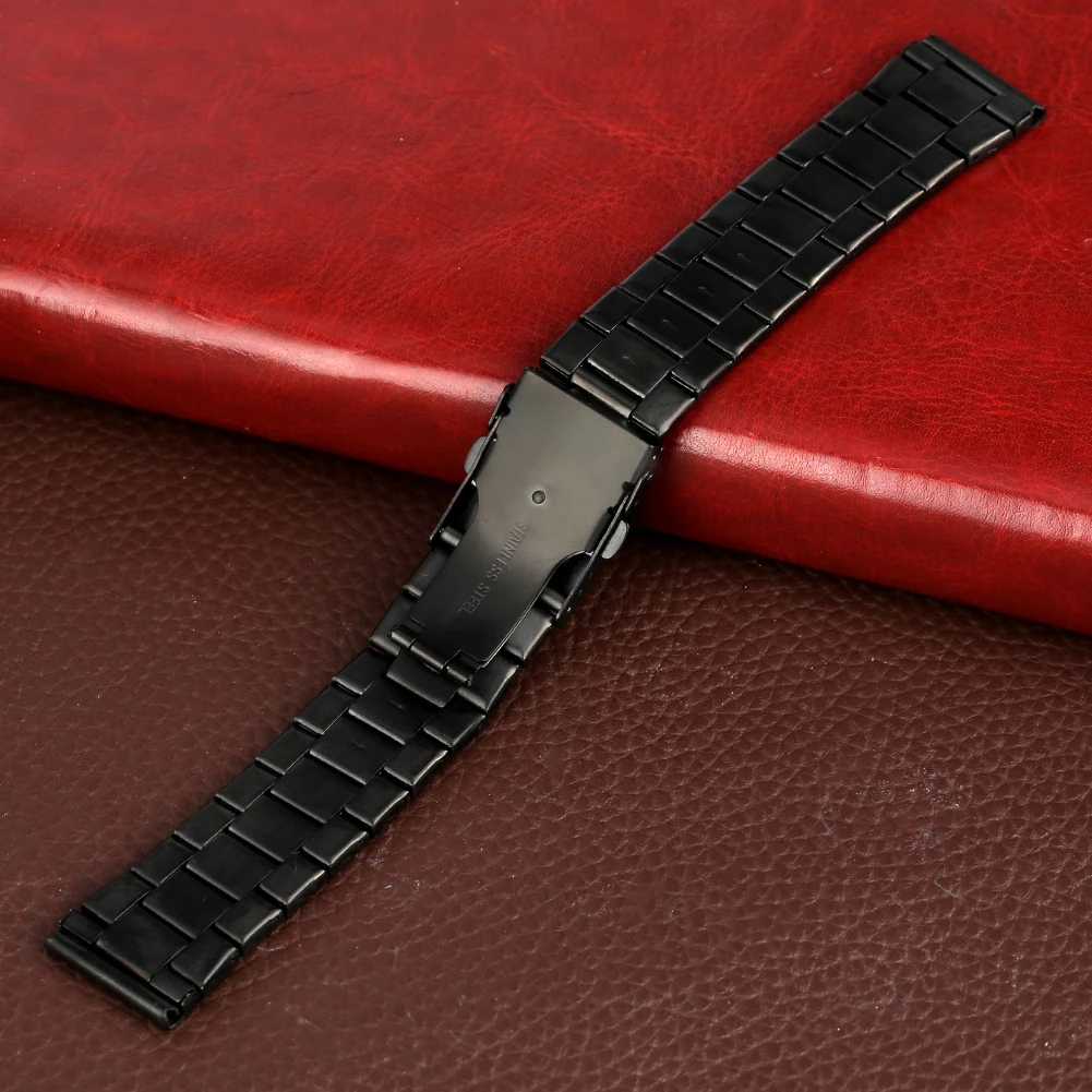Ремешок из нержавеющей стали для мужских и женских наручных часов черный