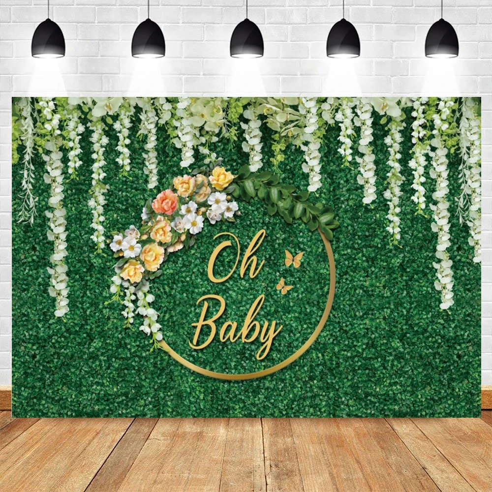 

Фотографический фон Oh Baby День Рождения Декор для вечерние зеленые листья цветок портрет фотографический фон