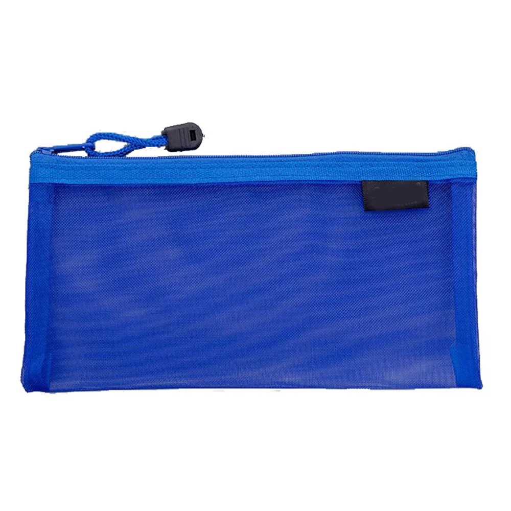 Blue XRHYY 23.5 x 11.5 CM Waterproof Plastic Double Layer Zipper File Bags Invoice Pouches Bill Bag Pencil Pouch Pen Bag( 8 Color - Цвет: Blue