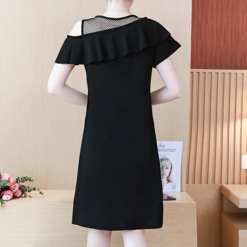 Женское мини платье DROWYD queen черное облегающее в стиле бохо с О образным вырезом и