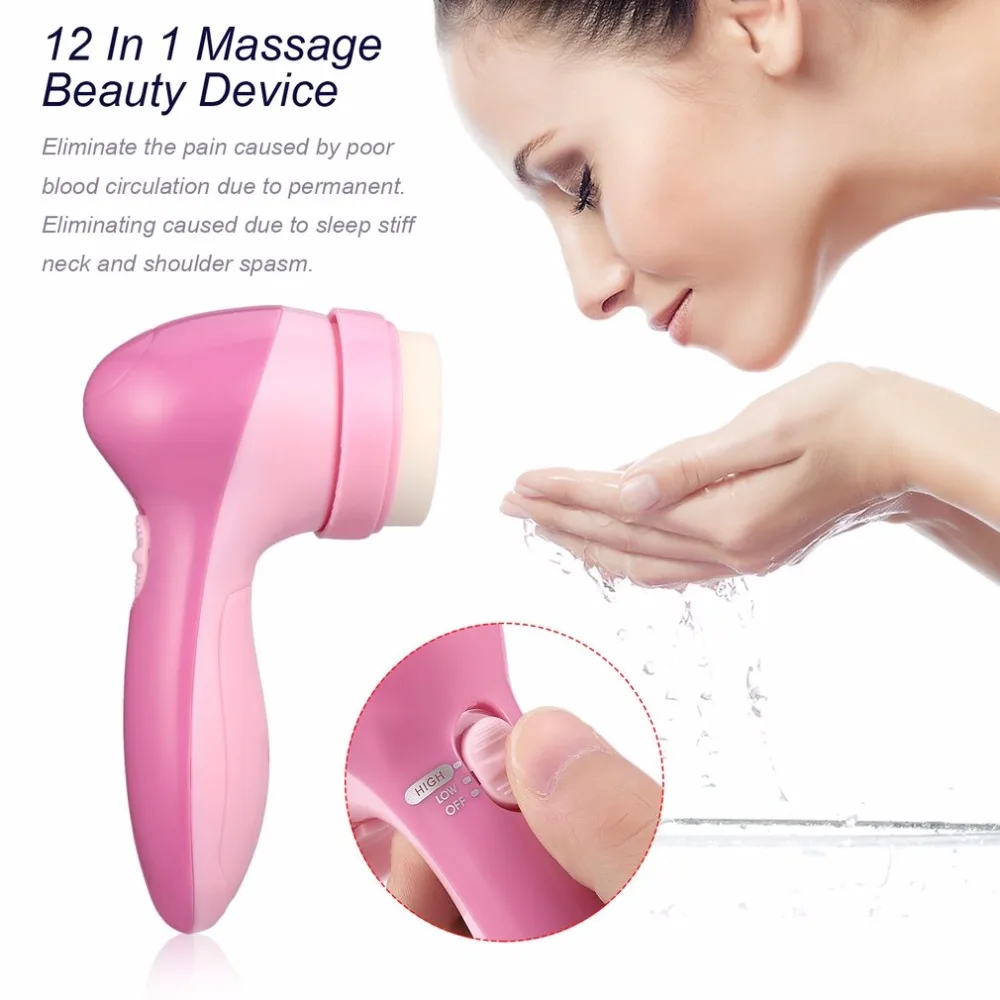 Электрическая Очищающая щетка для лица 12 в 1 тела с губкой очистки кожи