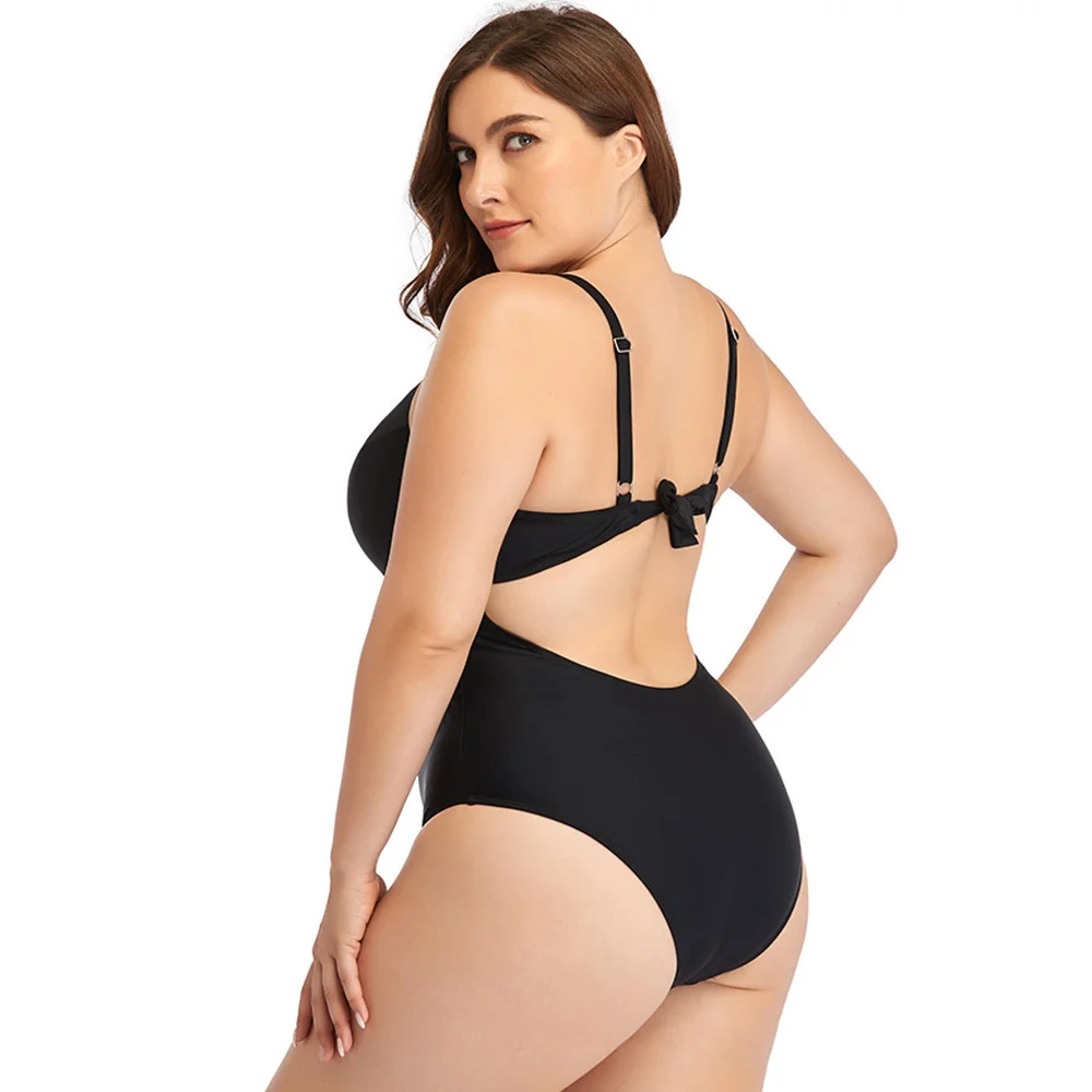 

Push Up Swimsuit Women Plus Size Swimwear One Piece Plussize Swimming Suits Beachwear Hollow Mesh Bathing Suits