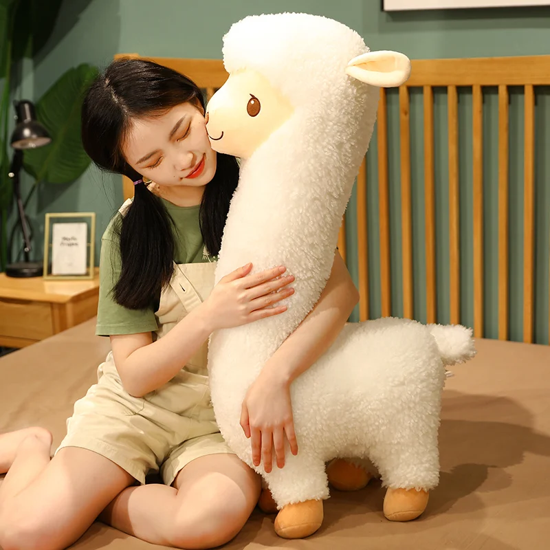 33/53cm White&Brown Alpaca Plush Doll Baby Cute Animal Doll 