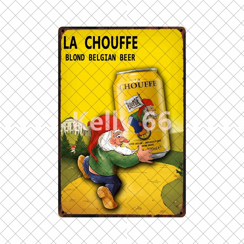 [Kelly66] бельгийское пиво La Mc Cherry Nice CHouffe Bok жестяное искусство металлический знак
