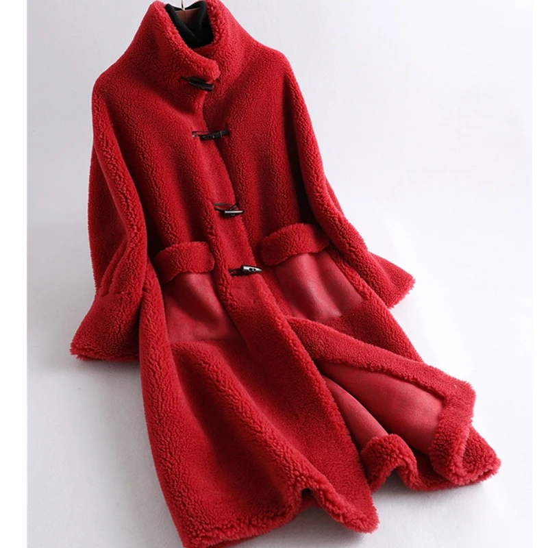 Зима 2020 Новинка дубленка из овчины частицы средней длины мех цельный