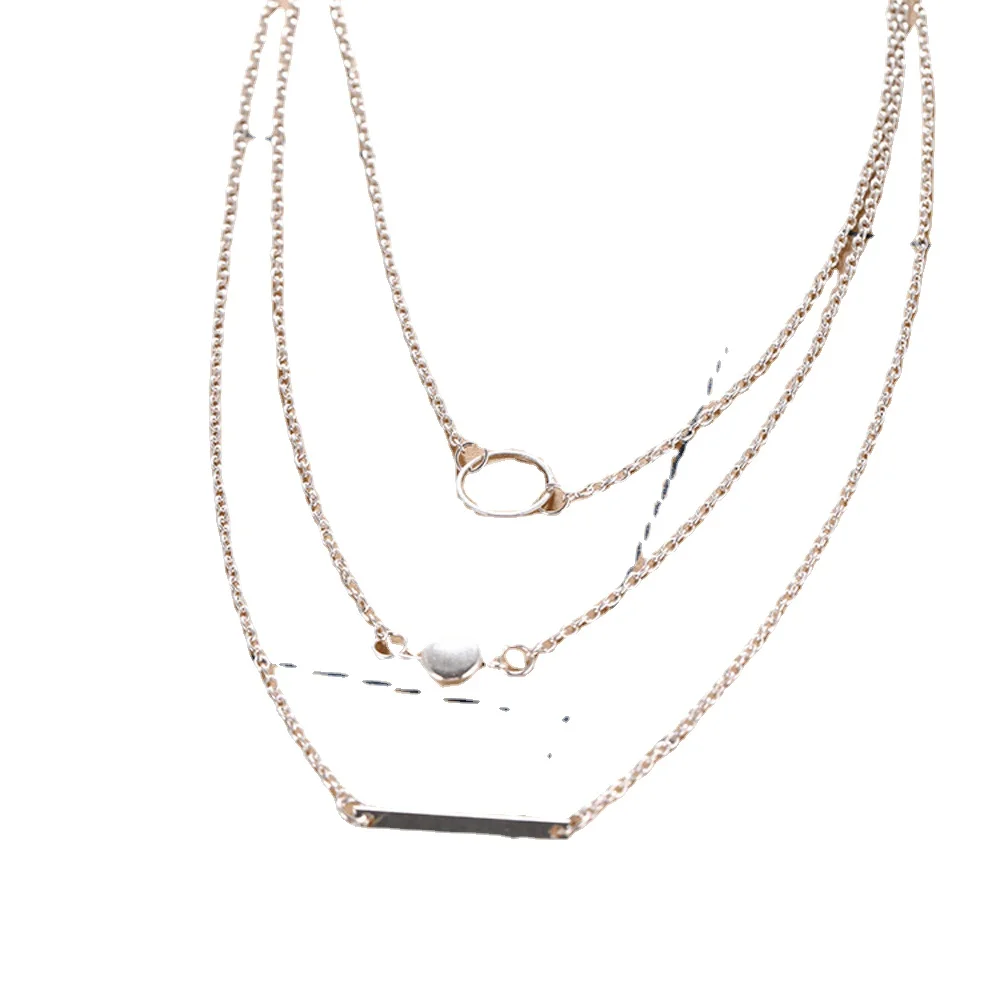 

Hot Sale Fashion Statement Multilayer Necklace Multi-element Metal Rod Circles Geometric Round Chokers Necklaces Women Jewelry