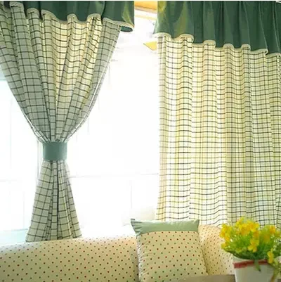

2022 Customized Modern Cotton and Linen Yarn-dyed Plaid American Country Style Curtains Curtains for Living Dining Room Bedroom