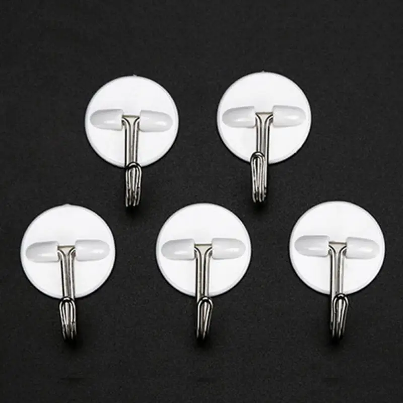 

New 1/5pcs White Cartoon Plastic Sticky Hook Household Various Shapes PVC Wall Hangers Hook Kitchen Bathroom Accessories