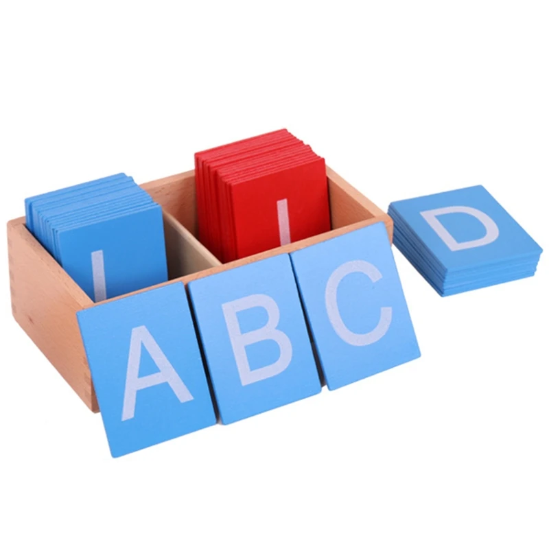 

Montessori Kids Language Training Teaching Aids Uppercase Lowercase English Letters Sandpaper Letter Board Wooden Toy