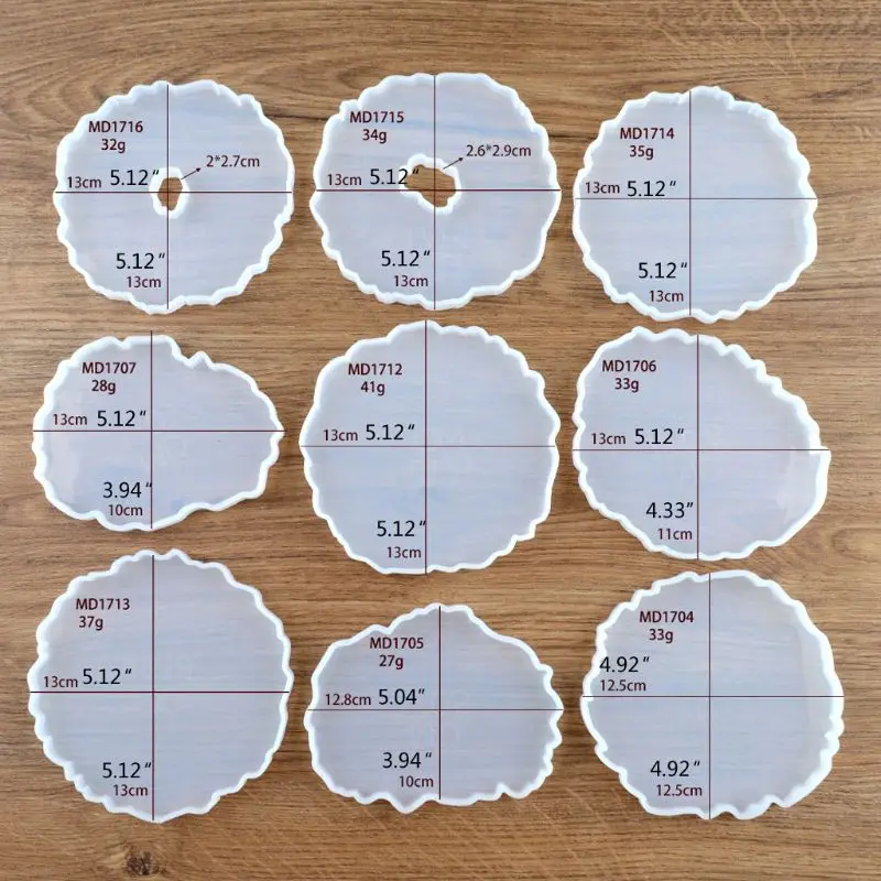 

4Pcs Irregular Wave Shape Silicone Geode Coaster Resin Molds for DIY Making Resin Coaster Molds Contains Foil Flakes