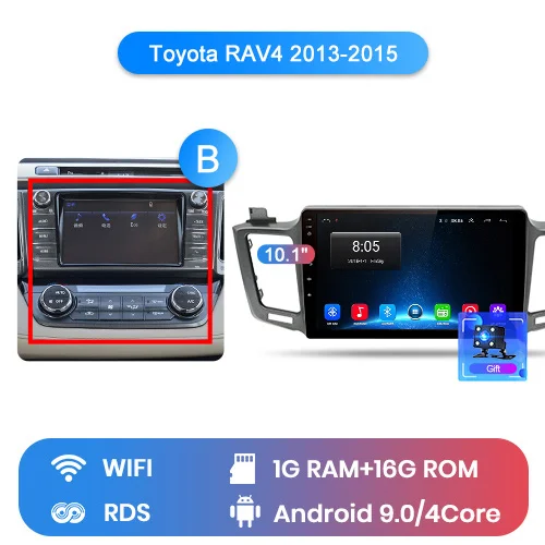 Junsun Штатное Головное устройство Toyota RAV4 2012 2013- GPS Android 8.1 aвтомагнитола магнитола 2 din автомагнитолы Андроид для Тойота рав4 рав 4 штатная магнитола автомобильная мультимедиа 2 дин навигатором - Цвет: WIFI (1GB 16GB) B