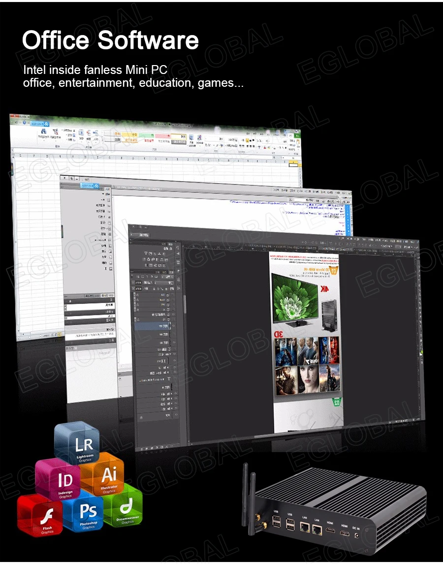 Windows мини ПК i7 5500U i5 5200U i3 5005U 2* lan 2* HDMI 1* оптический Barebone minipc HTPC Nuc безвентиляторный Broadwell компьютер 300 м WiFi